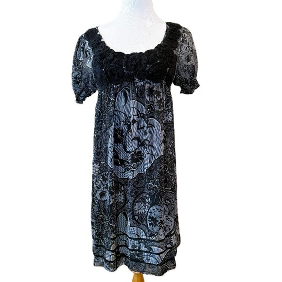 ICE Petite Size 8P Black Print with Rosette Detail - Picture 1 of 12